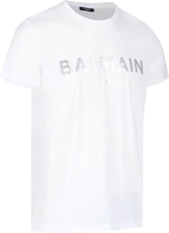 Balmain Witte Logo T-shirt voor Heren Wit Heren