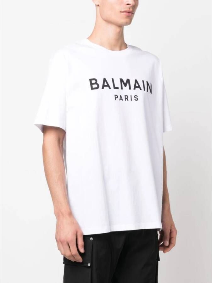 Balmain Stijlvolle GAB Blanc Noir Bedrukte T-Shirt Wit Heren