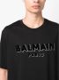 Balmain Zwart Biologisch Katoenen T-Shirt met Flock Logo Zwart Heren - Thumbnail 3