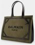 Balmain B-Army 42 canvas tote bag with leather details Green Dames - Thumbnail 7