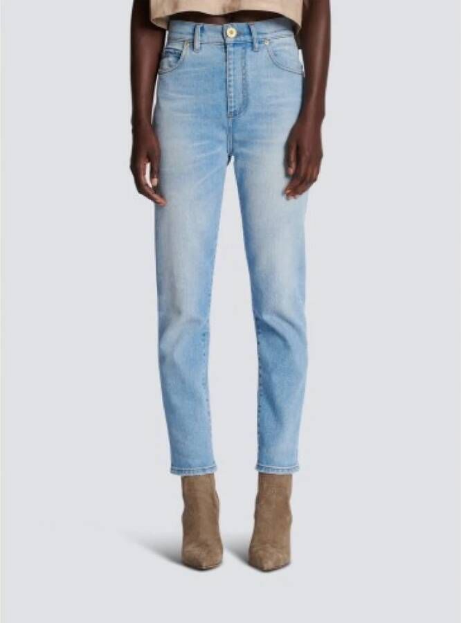 Balmain Slim-Fit Denim Jeans Blauw Dames