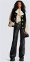 Balmain Wijde Leren Broek Lion Head Black Dames - Thumbnail 2