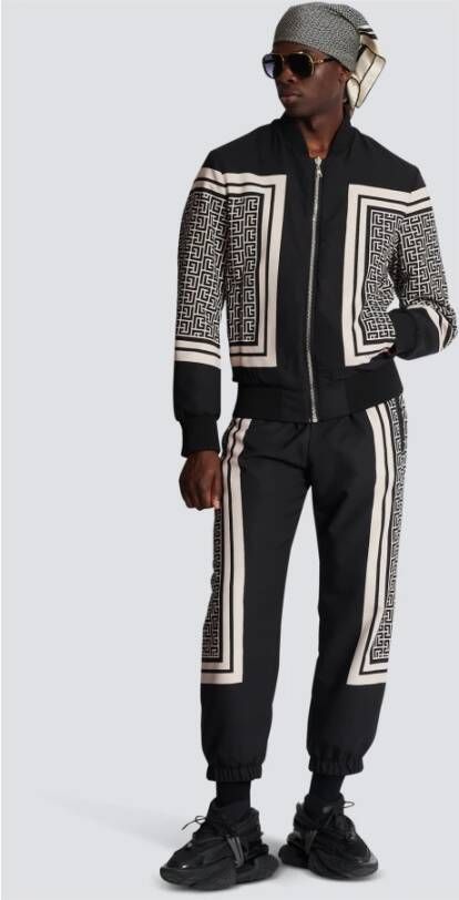 Balmain Monogrammed scarf joggers Zwart Heren