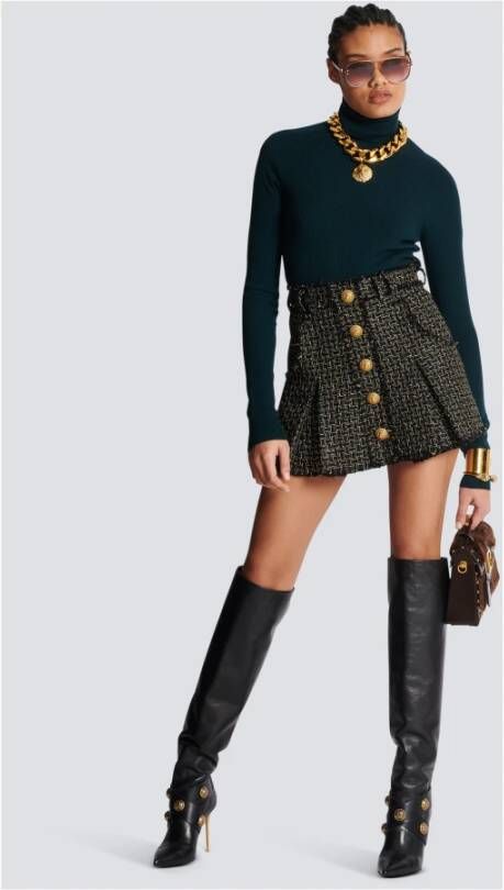 Balmain Fijngebreide coltrui Groen Dames