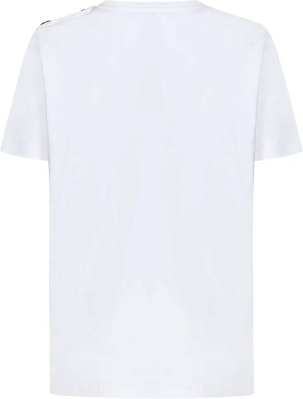 Balmain Witte Ribgebreide Crewneck T-shirts en Polos Wit Dames