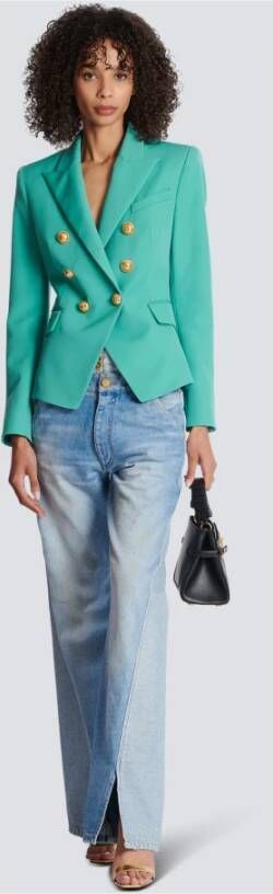 Balmain Wolle dubbelrij blazer Blauw Dames
