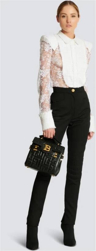 Balmain Wolle skinny-fit broek Zwart Dames