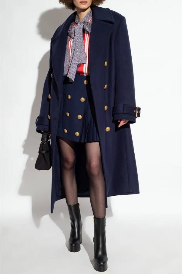 Balmain Wollen jas Blauw Dames