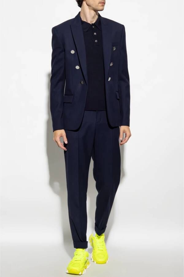 Balmain Wollen poloshirt Blauw Heren