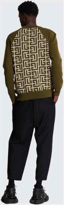 Balmain Wollen trui met monogram Green Heren