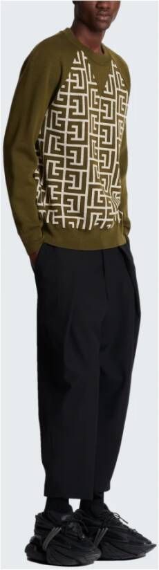 Balmain Wollen trui met monogram Green Heren