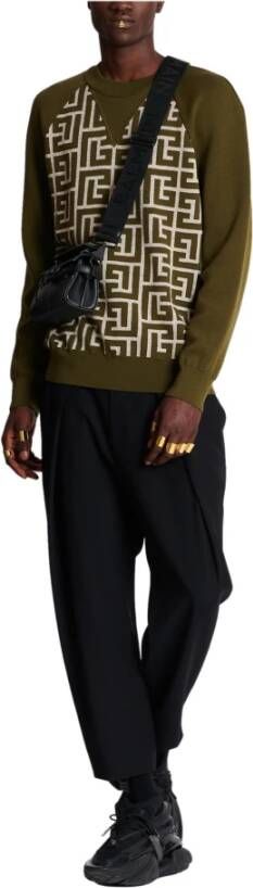 Balmain Wollen trui met monogram Green Heren