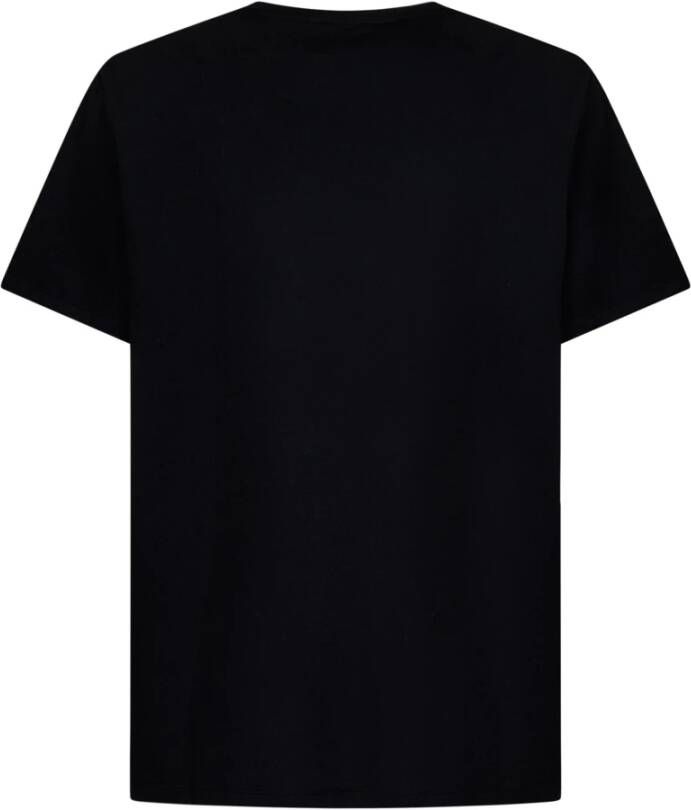 Balmain Zwart Biologisch Katoenen T-Shirt met Flock Logo Black Heren