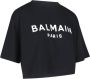 Balmain Zwart Biologisch Katoenen T-Shirt Crop Fit Black Dames - Thumbnail 2