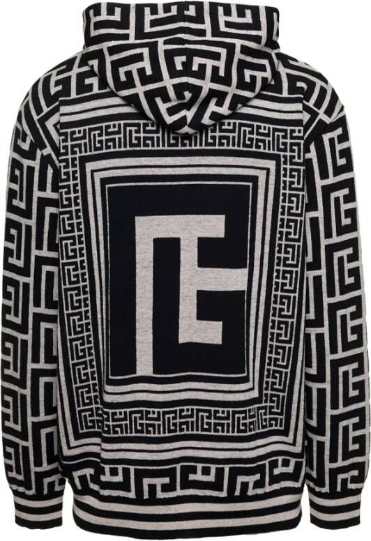 Balmain Zwart Oversize Monogram Sweatshirt Black Heren