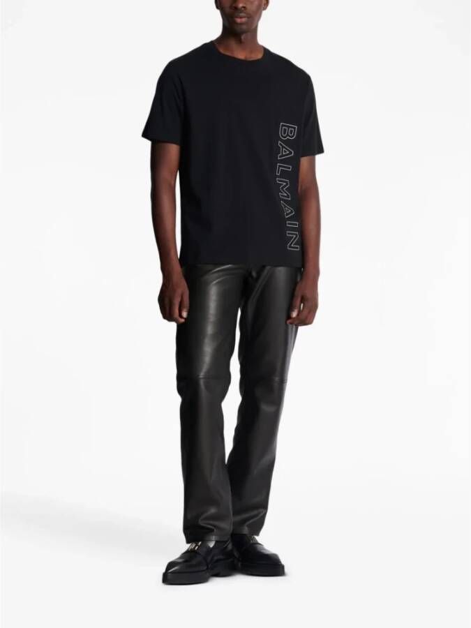 Balmain Zwarte T-shirts en Polos met XL Ingedrukt Logo Zwart Heren