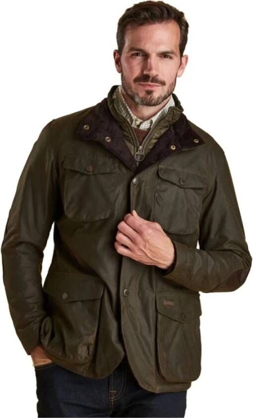 Barbour Heren Gewaxte Jas met 4 Zakken en Borstbeschermer Groen Heren