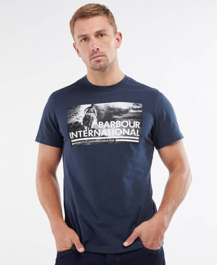 Barbour Steve McQueen Foto Geschiedenis T-shirt Blauw Heren