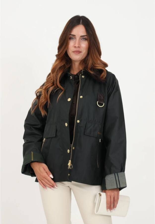 Barbour Gewaxte katoenen jas met oversized kraag Groen Dames
