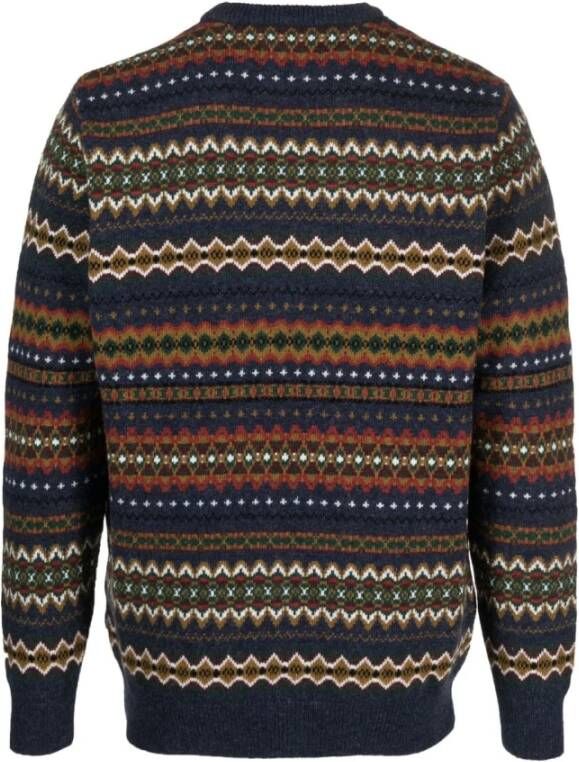 Barbour Fairisle Crew Neck Sweater Blauw Heren