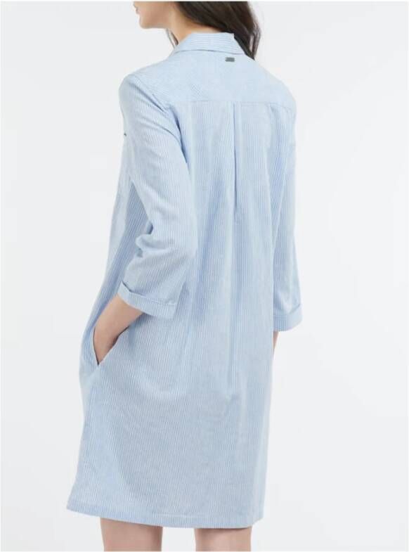 Barbour Verfrissende katoen linnen overhemd-ge?nspireerde jurk voor vrouwen Blauw Dames
