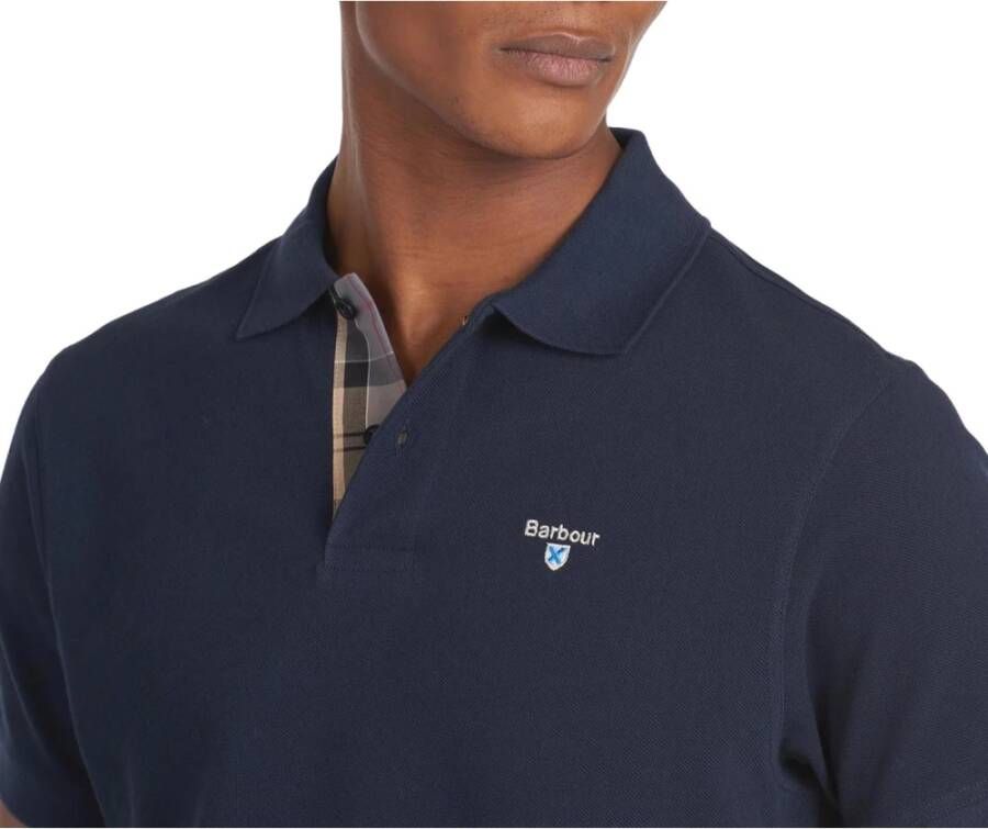 Barbour Navyblauwe Tartan Pique Polo Shirt Blauw Heren
