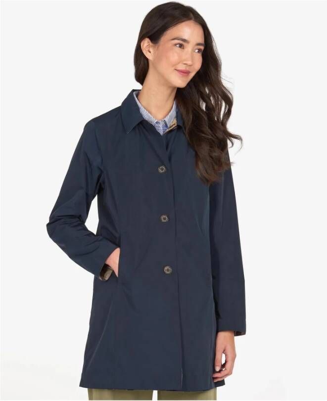 Barbour Single-Breasted Coats Blauw Dames