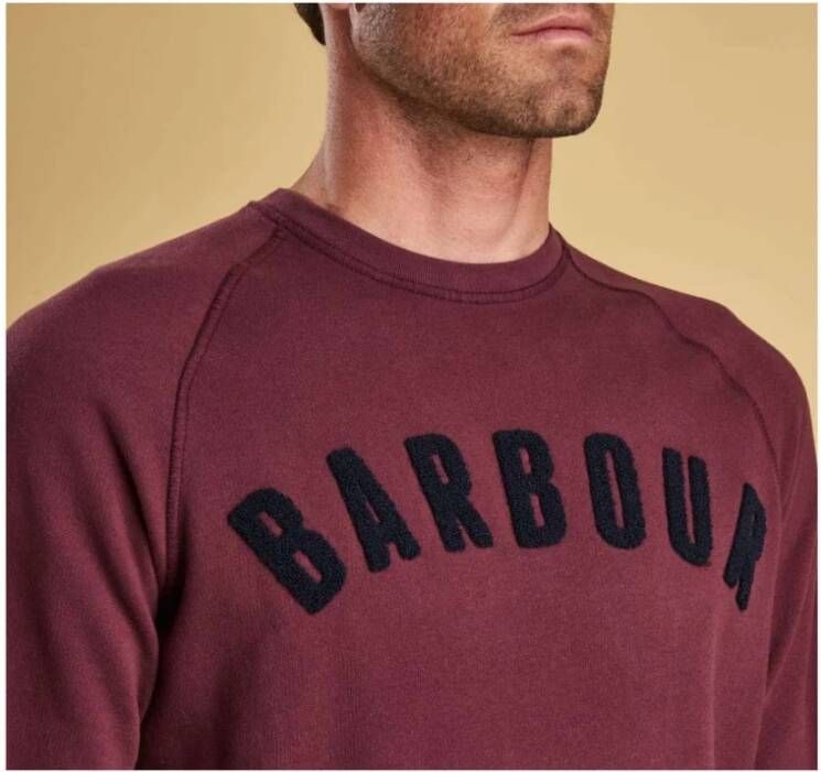 Barbour Prep Logo Crew Sweatshirt in Merlot Rood Heren