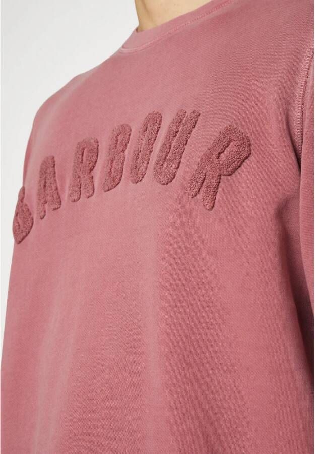 Barbour Faded Pink Logo Crew Neck Sweater Roze Heren