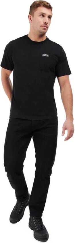 Barbour Zwarte katoenen T-shirt met contrastlogo Zwart Heren