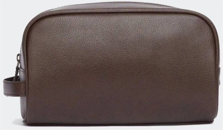 Barbour Zachte Leren Toilettas Bruin Unisex