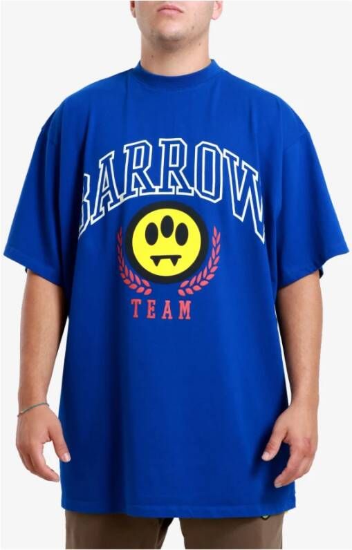 Barrow Blauwe Oversize Katoenen T-shirts en Polos Blauw Heren