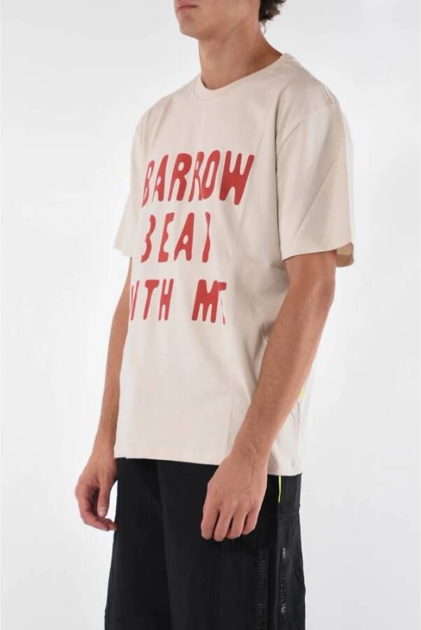 Barrow Grafisch Bedrukt T-shirt Beige Heren