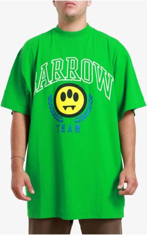 Barrow Groene Oversize T-shirts en Polos Groen Heren