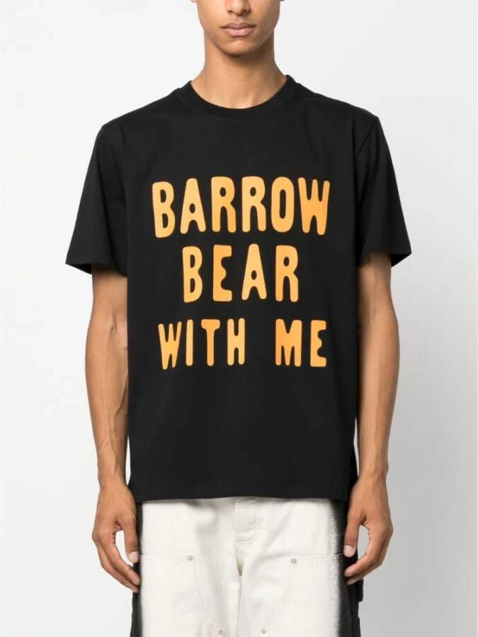 Barrow Bedrukt katoenen T-shirt voor- en achterkant Black Heren