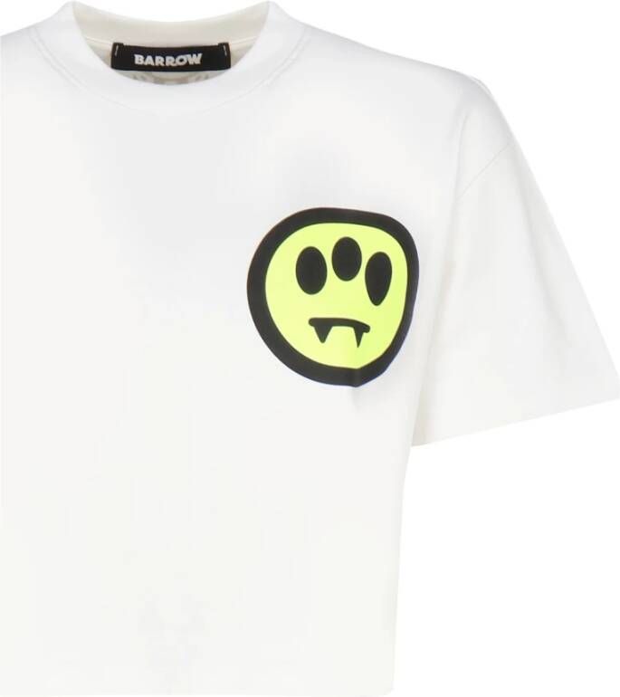Barrow Logo Crop Fit T-shirt met Kleurrijk Contrasterend Ontwerp Beige Dames
