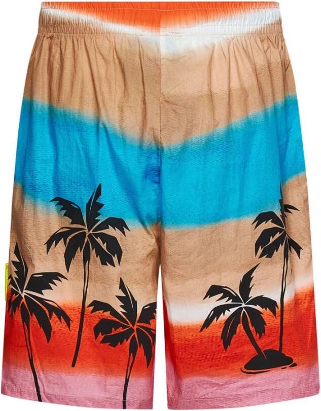 Barrow Multicolor Palmboom Shorts Blauw Heren