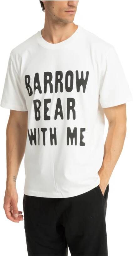 Barrow Logo Print Katoenen T-Shirt Wit Heren