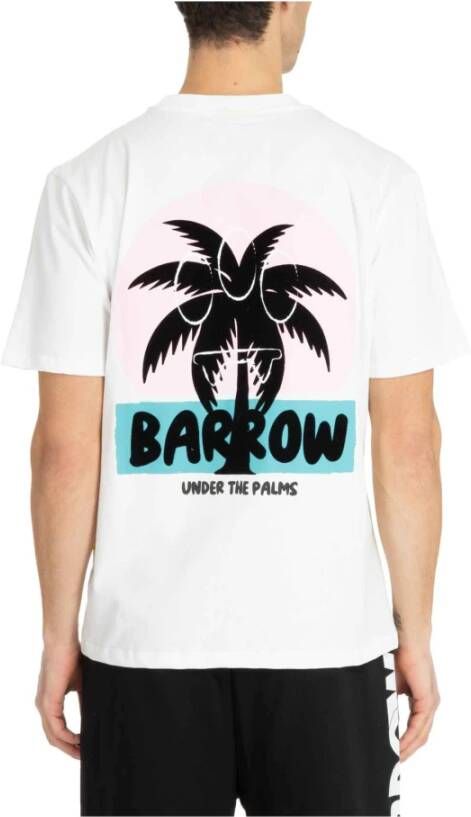Barrow Gestreept Multikleur Logo T-Shirt Wit Heren