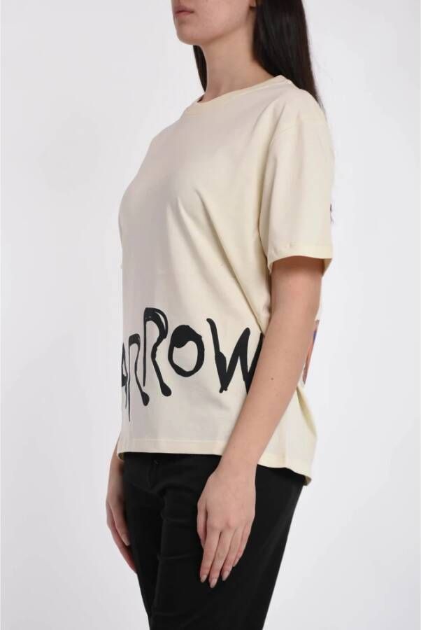 Barrow Grafisch Bedrukt Ruimvallend T-Shirt Beige Dames
