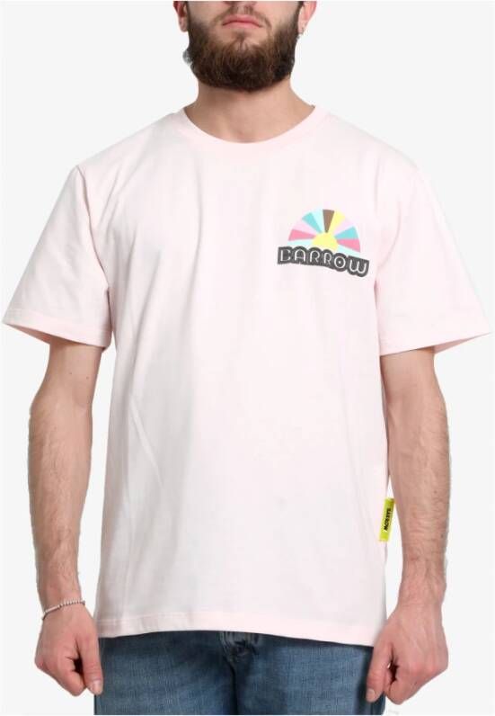 Barrow Heren T-shirt van 100% katoen met logo print Roze Heren