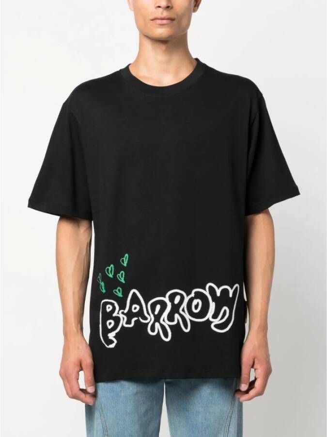 Barrow Zwart Logo Print T-Shirt Zwart Heren