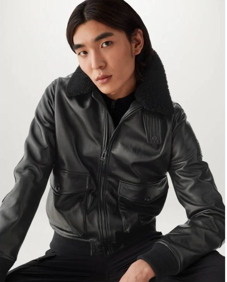 Belstaff Moderne Aviator Jas Zwart-48 Zwart Heren