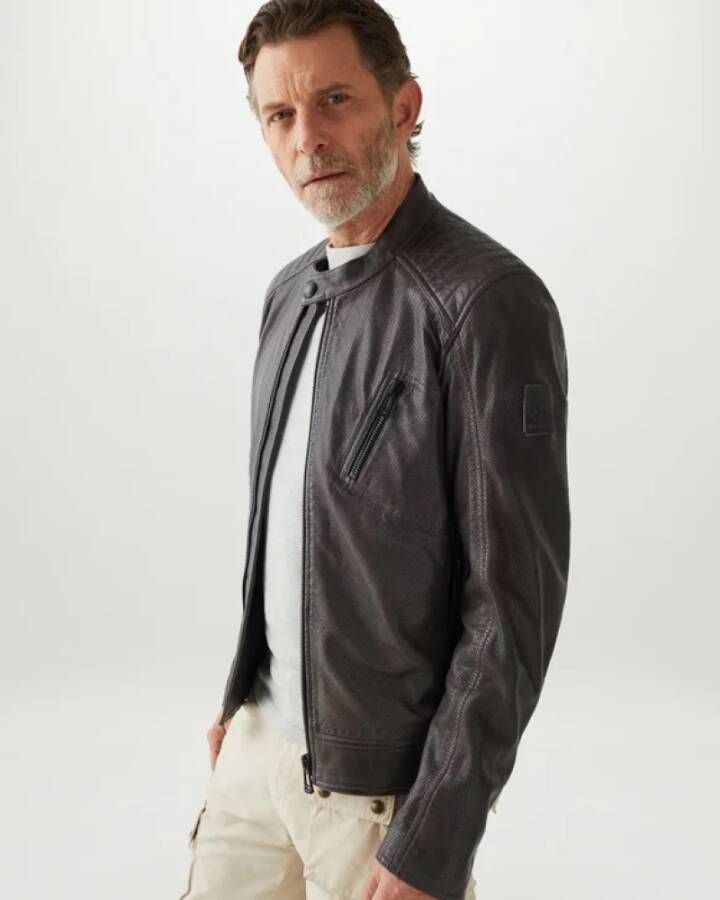 Belstaff Grijze Leren Jas voor Heren Grijs Heren