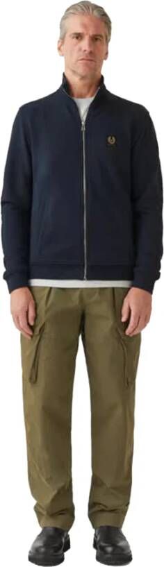 Belstaff Navy Zip Through Trui Blauw Heren