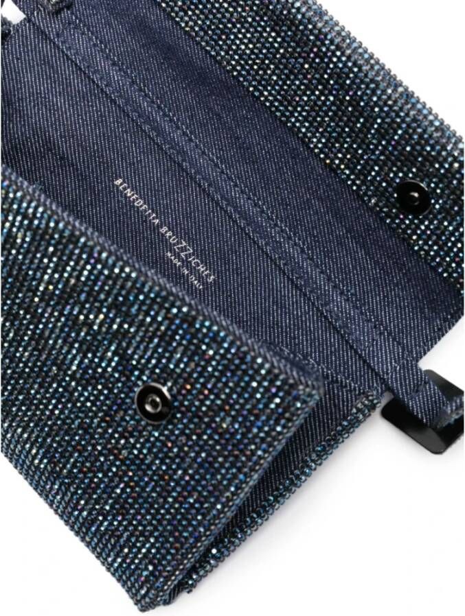 Benedetta Bruzziches Blauwe Crystal-Embellished Clutch Tas Blauw Dames