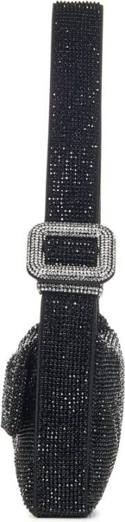 Benedetta Bruzziches Zwarte Schoudertas met Vouwsluiting en Kristallen Strass Zwart Dames