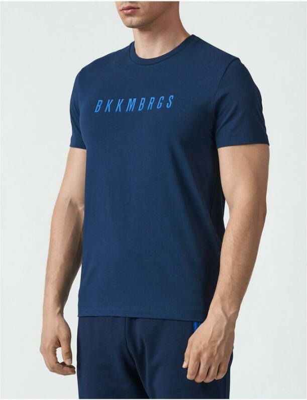 Bikkembergs Logo stretch t -shirt Blauw Heren