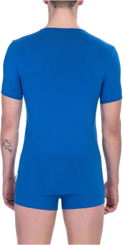 Bikkembergs V-hals t-shirt Blauw Heren