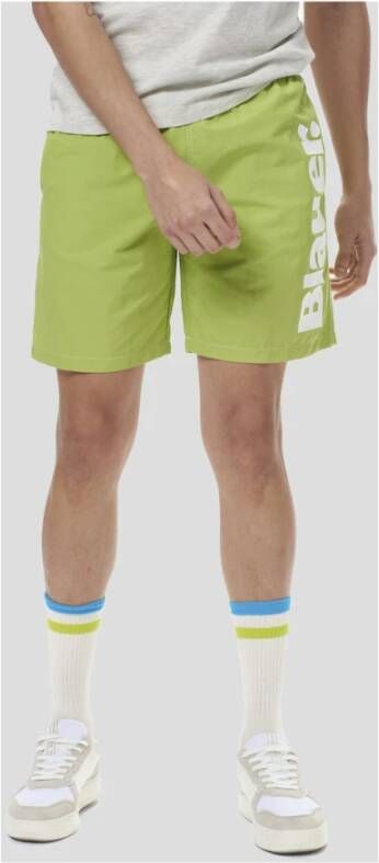 Blauer Monochrome Boxer Zwemkleding Verde Groen Heren